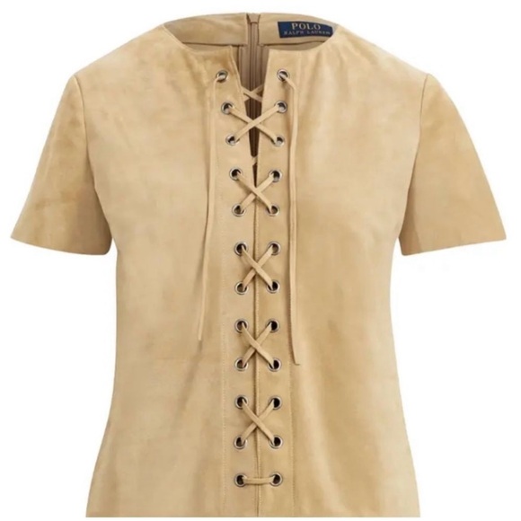 Polo Ralph Lauren Spring 2018 Madison Tan Italian Calf Suede sheath. Size 12 - Picture 3 of 4